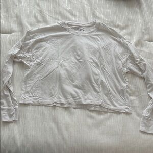 White Cropped Long Sleeve Crop Top